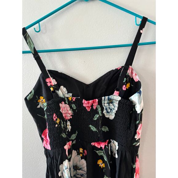 Old Navy Floral Mini Cami Dress Size Small Black Sundress Fit and Flare Spring - Picture 5 of 7